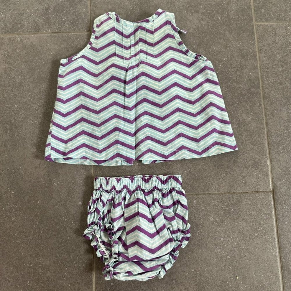 EUC Baby Girl 2 Piece Chevron Set